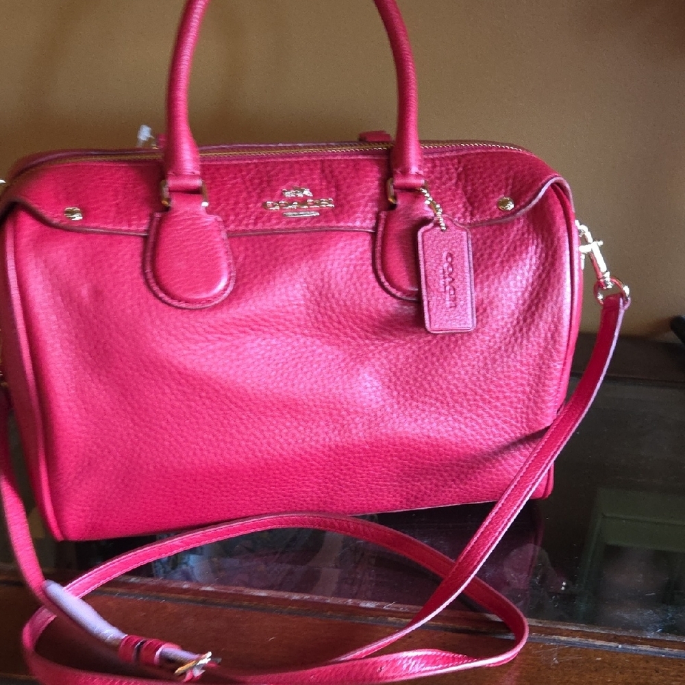 Red Coach Leather Satchel - Picture 4 of 8